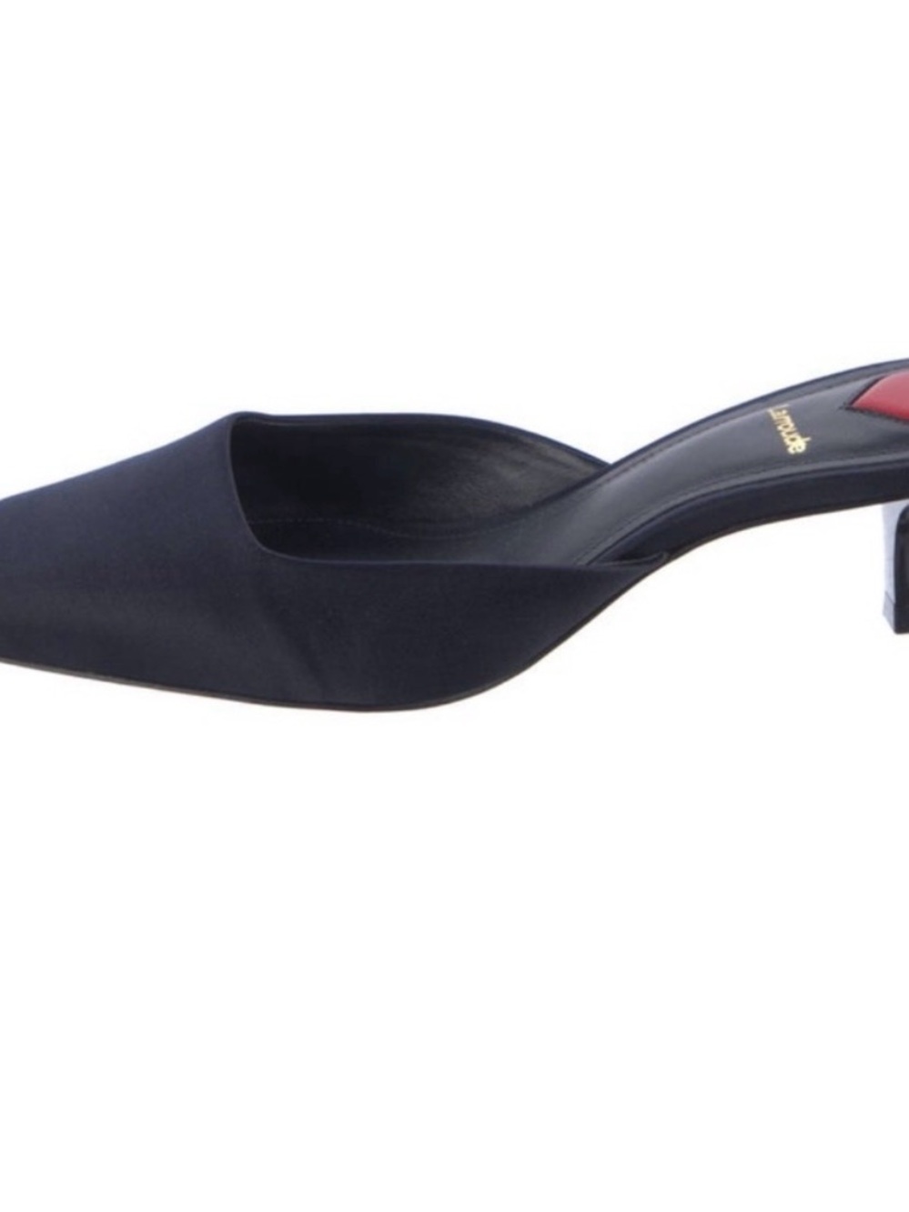 Larroude Black Pointed Slip-On Mule